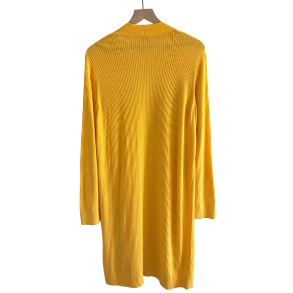 Loft Long Ribbed Knit Yellow Duster Cardigan Casual Boho Stretch Layering XXL - Picture 9 of 16